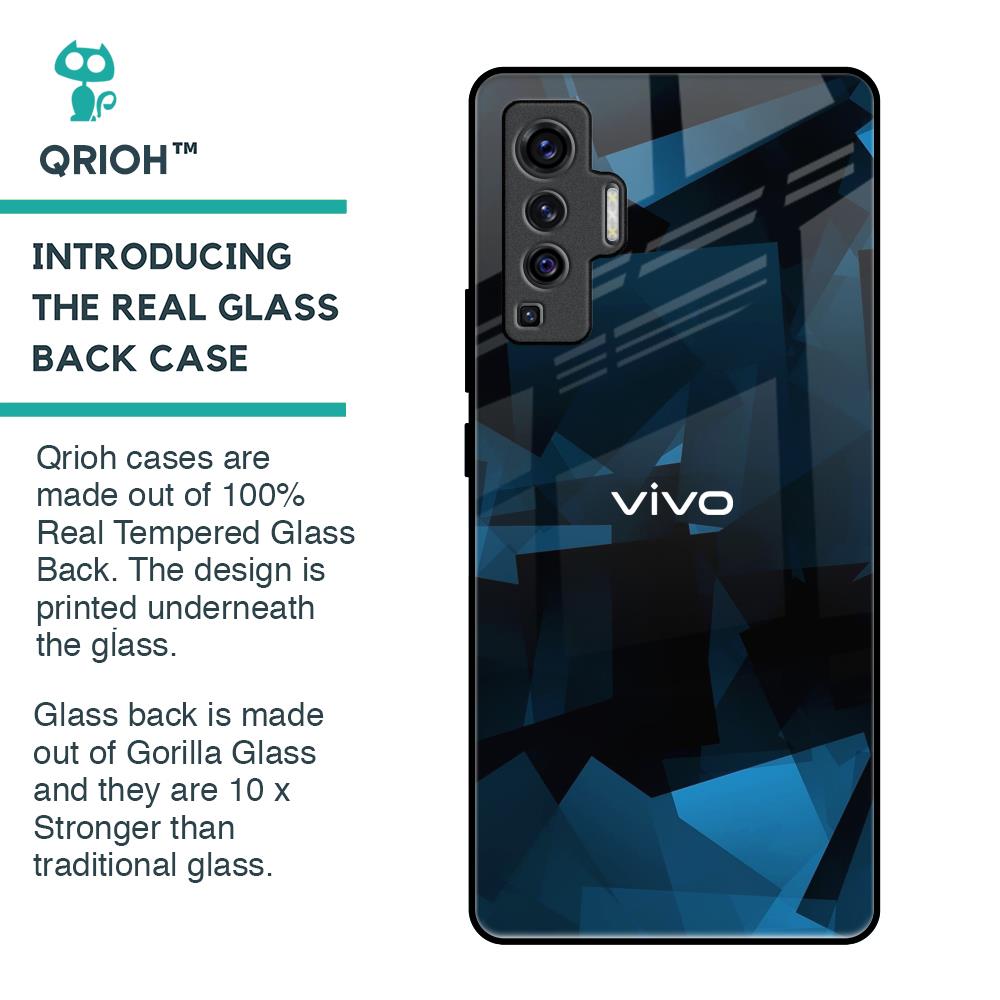 Polygonal Blue Box Glass Case For Vivo X50