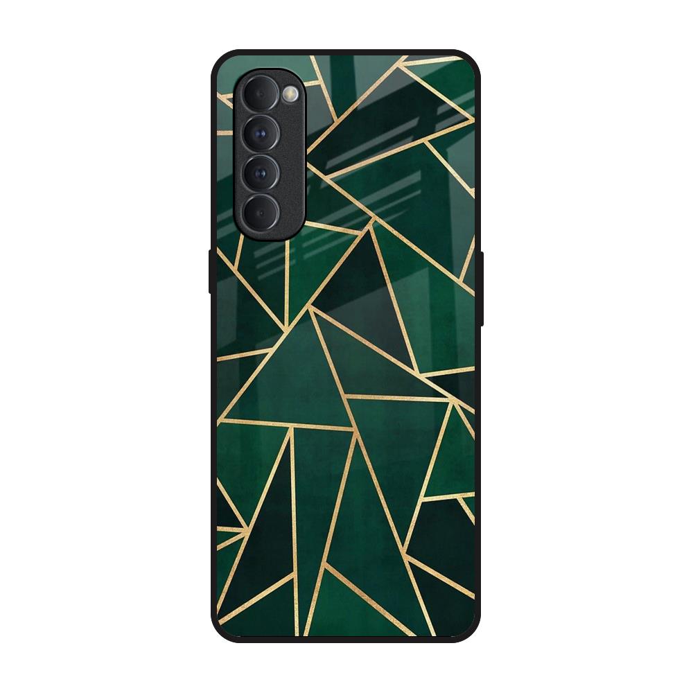Abstract Green Oppo Reno4 Pro Glass Back Cover Online