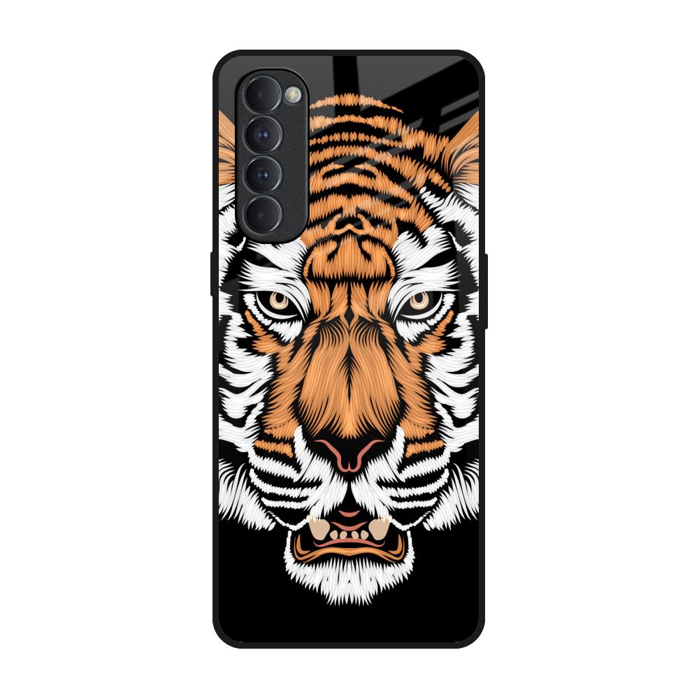 Angry Tiger Oppo Reno4 Pro Glass Back Cover Online