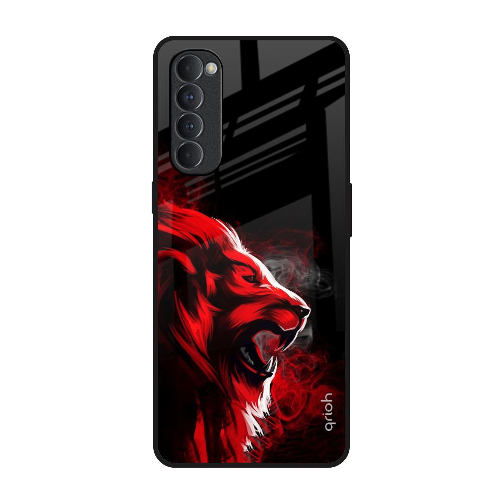 Red Angry Lion Oppo Reno4 Pro Glass Back Cover Online