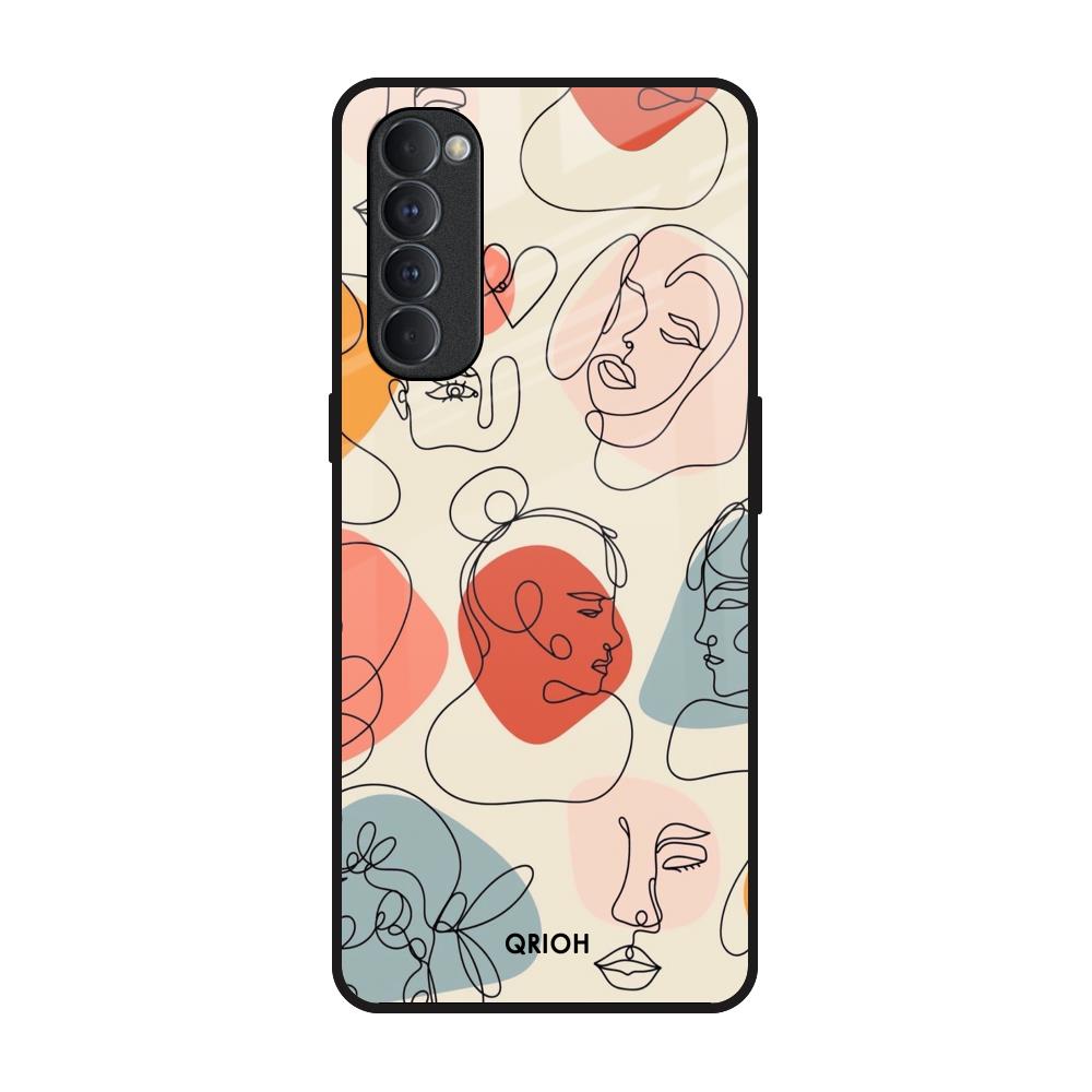 Abstract Faces Oppo Reno4 Pro Glass Back Cover Online