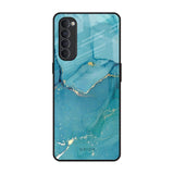 Blue Golden Glitter Oppo Reno4 Pro Glass Back Cover Online