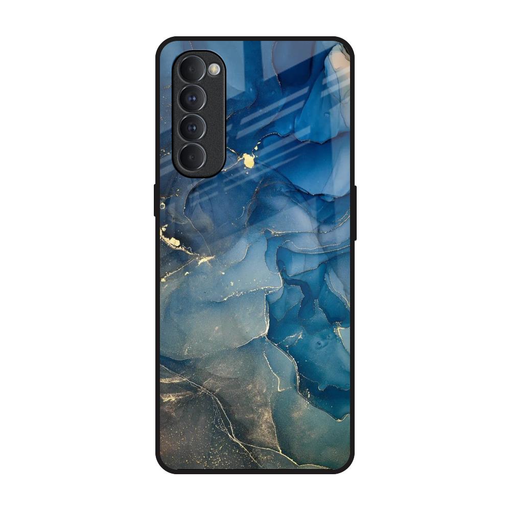 Blue Cool Marble Oppo Reno4 Pro Glass Back Cover Online