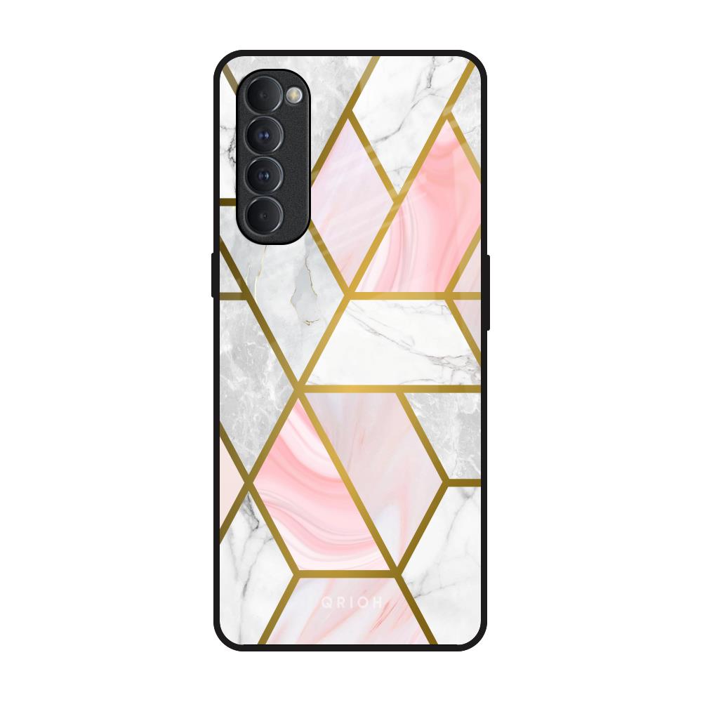 Geometrical Marble Oppo Reno4 Pro Glass Back Cover Online