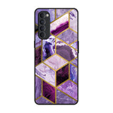 Purple Rhombus Marble Oppo Reno4 Pro Glass Back Cover Online