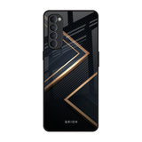 Sleek Golden & Navy Oppo Reno4 Pro Glass Back Cover Online