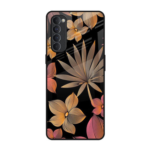 Lines Pattern Flowers Oppo Reno4 Pro Glass Back Cover Online