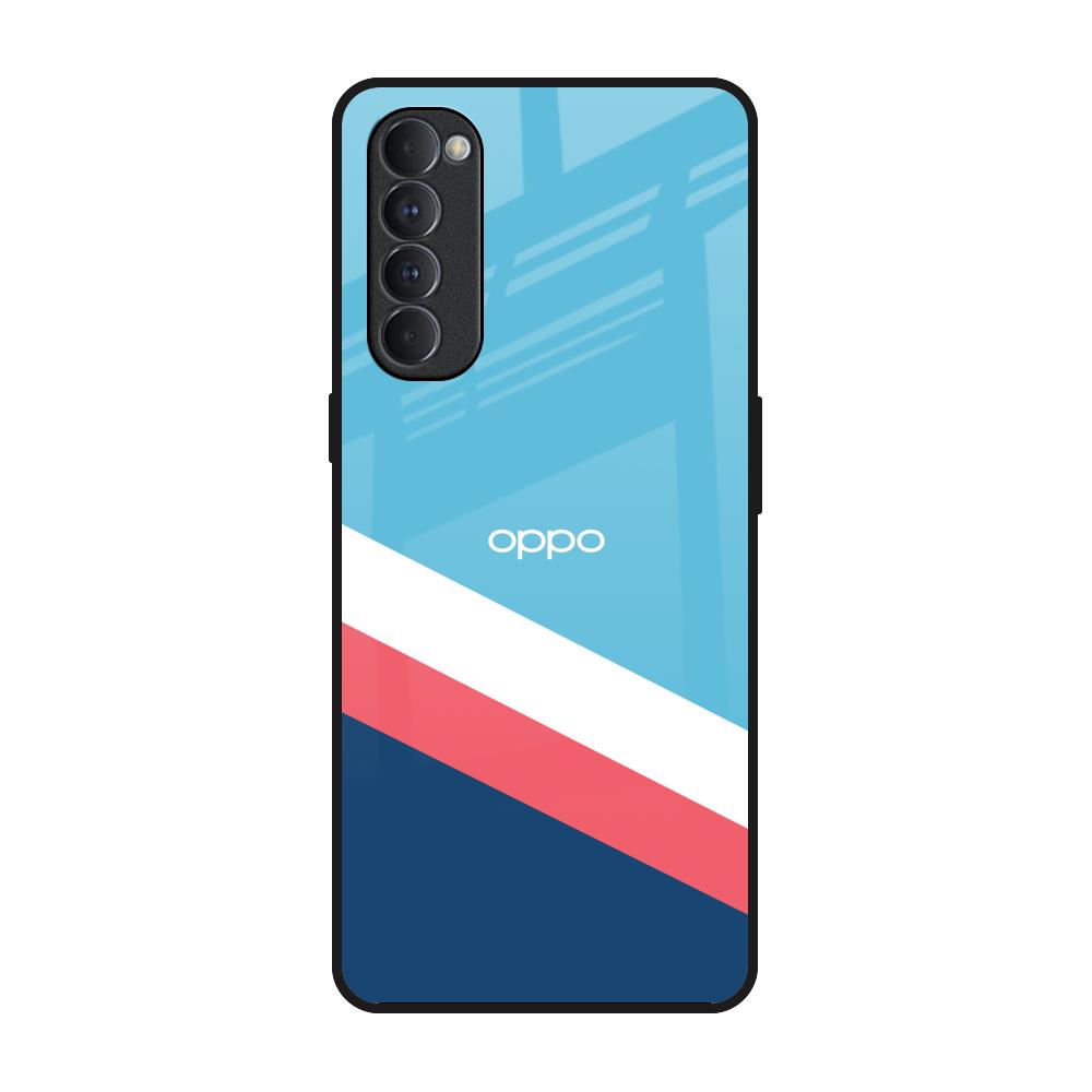 Pink & White Stripes Oppo Reno4 Pro Glass Back Cover Online
