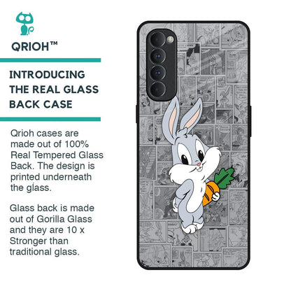 Cute Baby Bunny Glass Case for Oppo Reno4 Pro