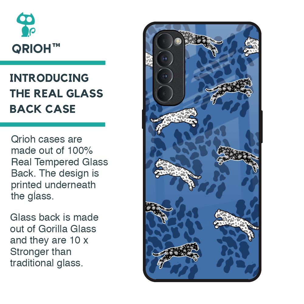Blue Cheetah Glass Case for Oppo Reno4 Pro