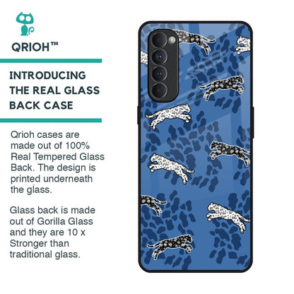 Blue Cheetah Glass Case for Oppo Reno4 Pro