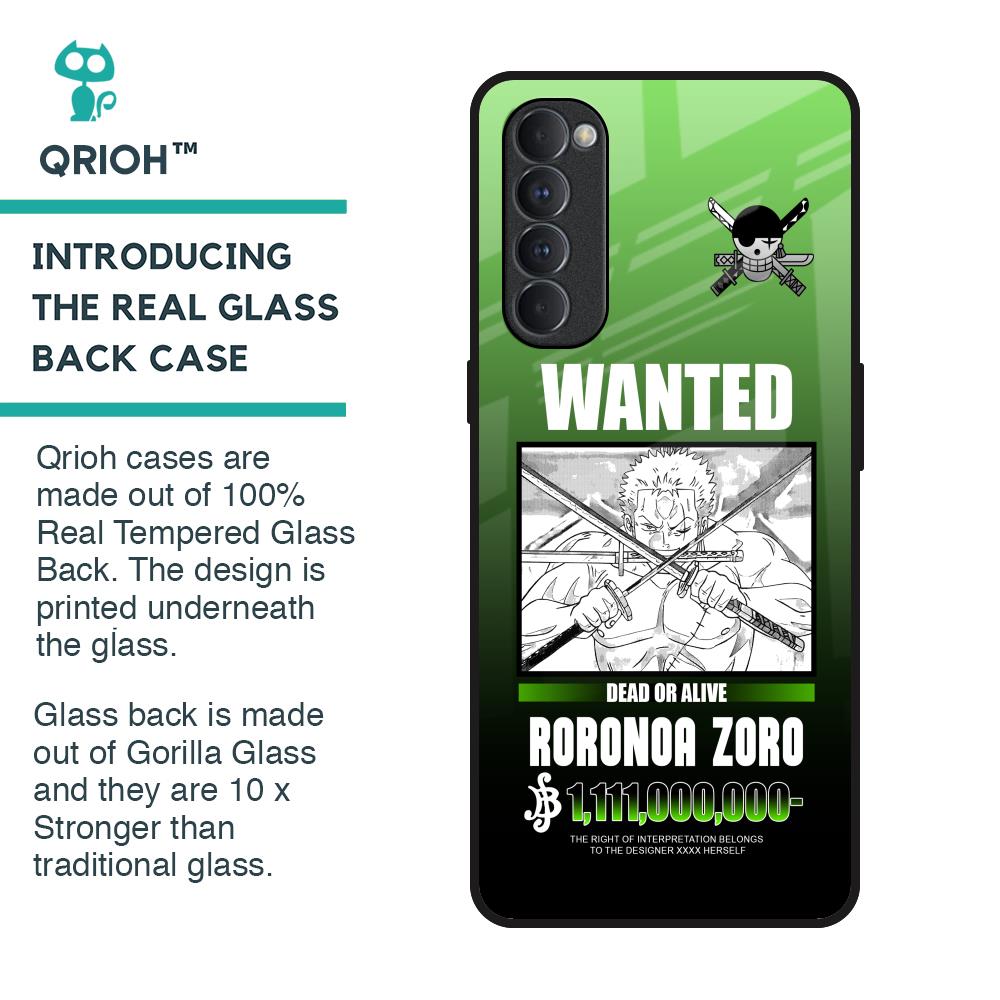 Zoro Wanted Glass Case for Oppo Reno4 Pro