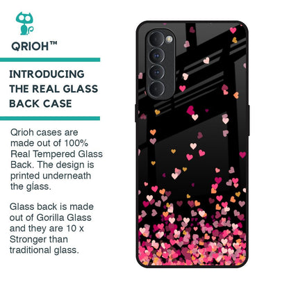 Heart Rain Fall Glass Case For Oppo Reno4 Pro