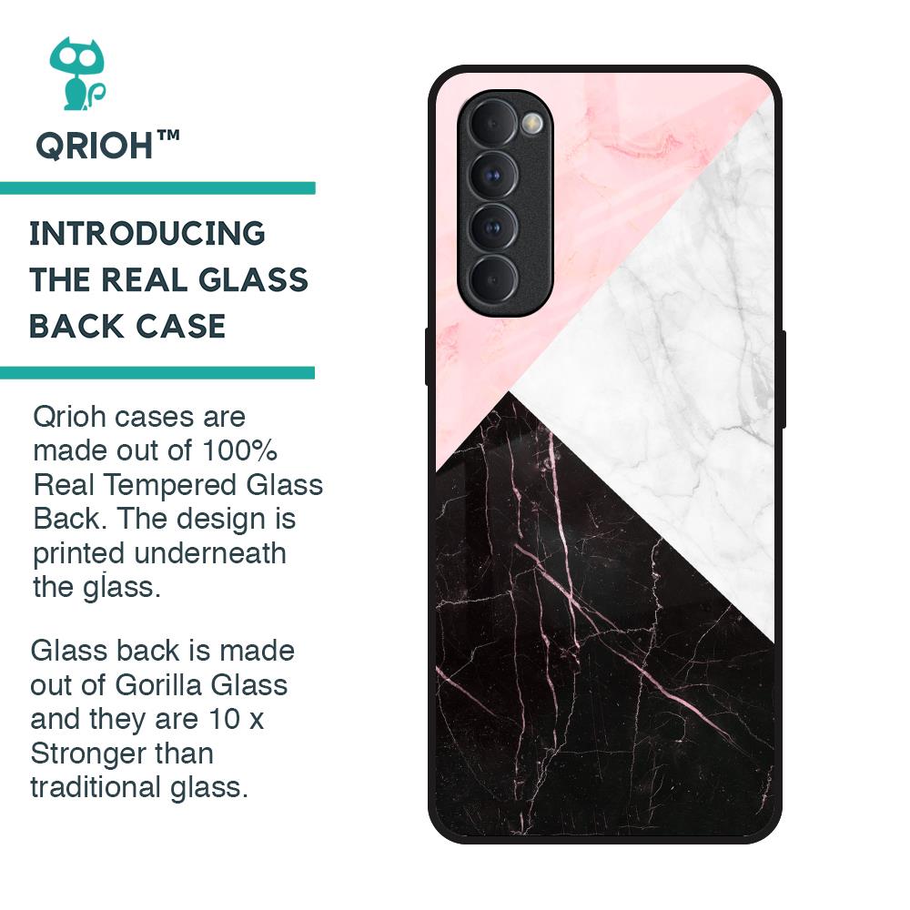 Marble Collage Art Glass Case For Oppo Reno4 Pro