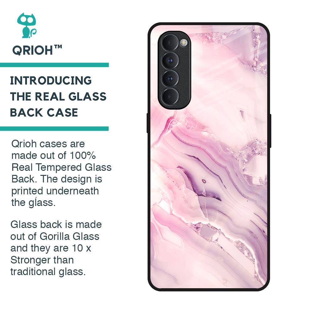 Diamond Pink Gradient Glass Case For Oppo Reno4 Pro