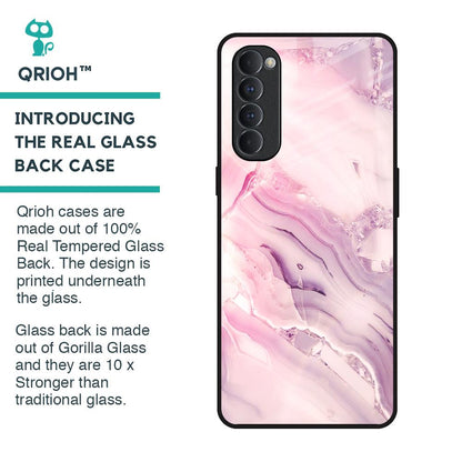 Diamond Pink Gradient Glass Case For Oppo Reno4 Pro