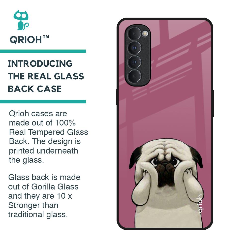 Funny Pug Face Glass Case For Oppo Reno4 Pro