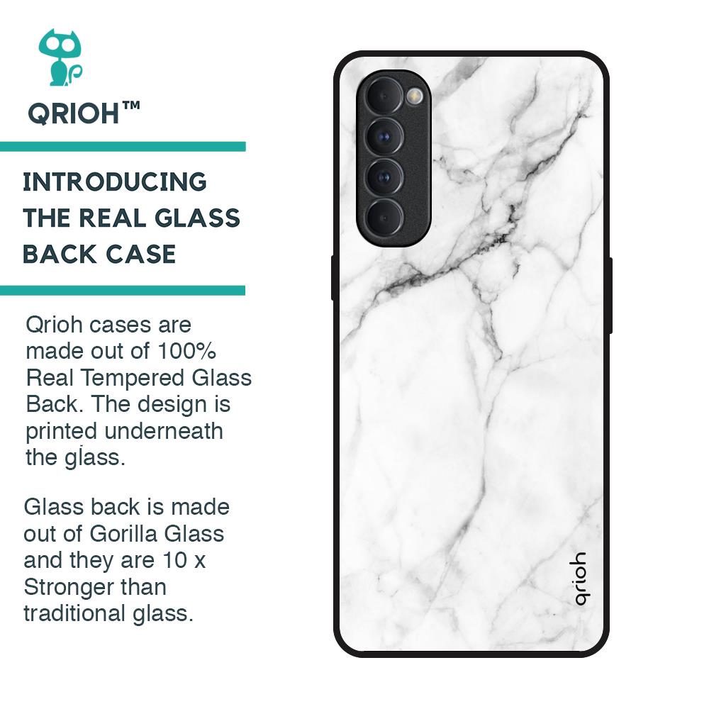 Modern White Marble Glass Case for Oppo Reno4 Pro