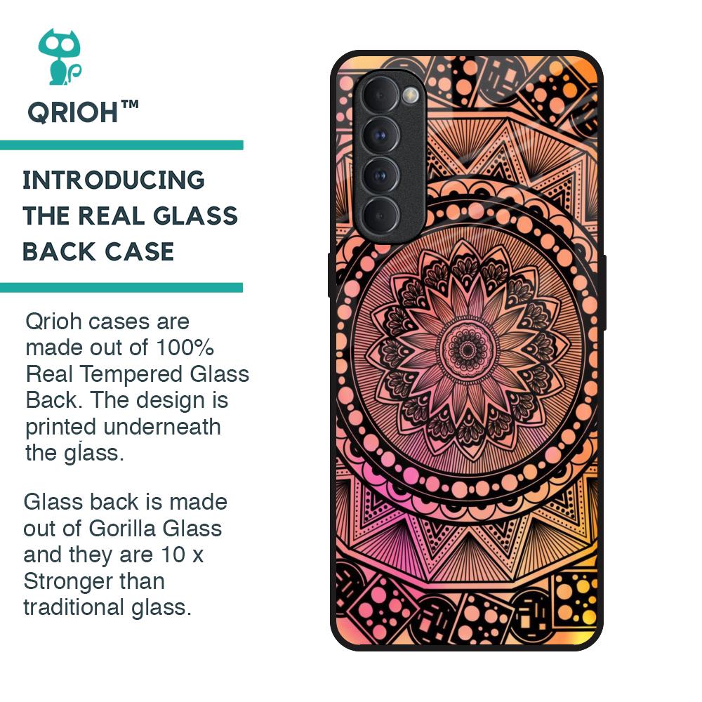 Floral Mandala Glass Case for Oppo Reno4 Pro