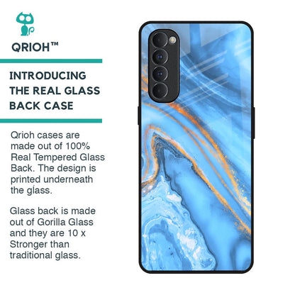 Vibrant Blue Marble Glass Case for Oppo Reno4 Pro