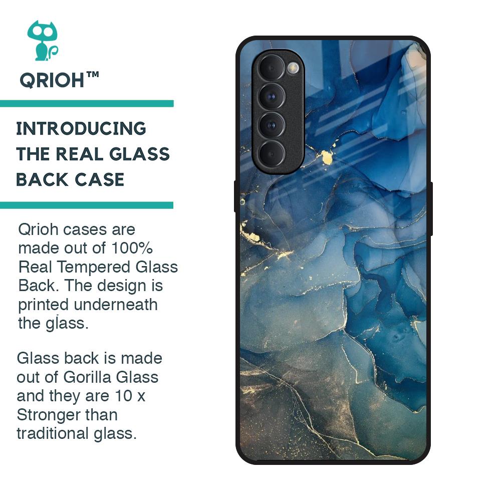 Blue Cool Marble Glass Case for Oppo Reno4 Pro