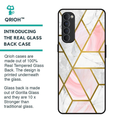 Geometrical Marble Glass Case for Oppo Reno4 Pro