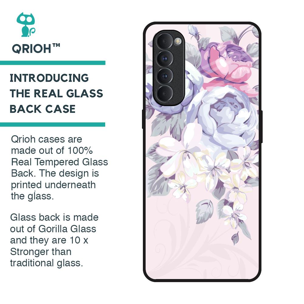 Elegant Floral Glass Case for Oppo Reno4 Pro