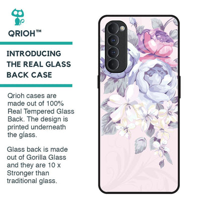 Elegant Floral Glass Case for Oppo Reno4 Pro