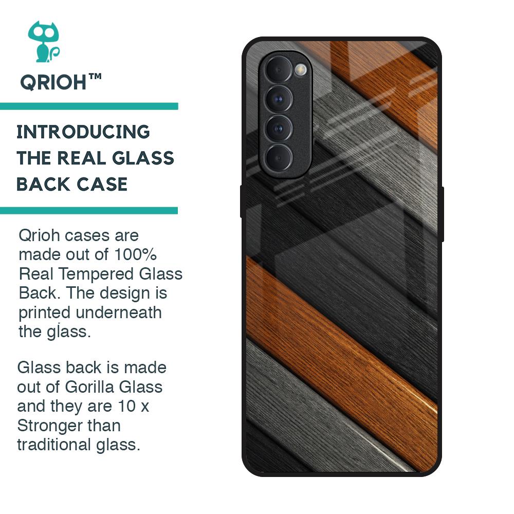 Tri Color Wood Glass Case for Oppo Reno4 Pro