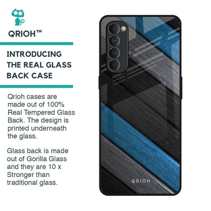 Multicolor Wooden Effect Glass Case for Oppo Reno4 Pro