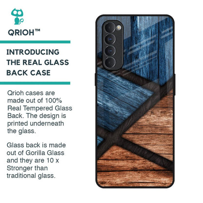 Wooden Tiles Glass Case for Oppo Reno4 Pro