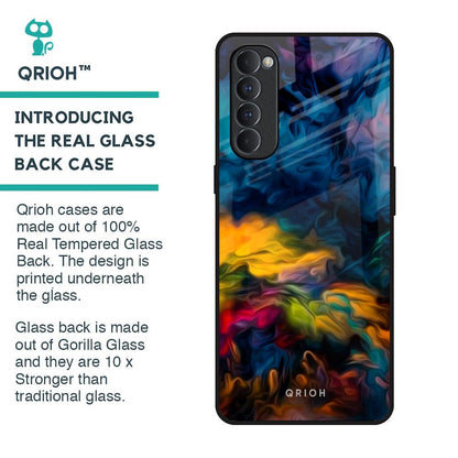 Multicolor Oil Painting Glass Case for Oppo Reno4 Pro