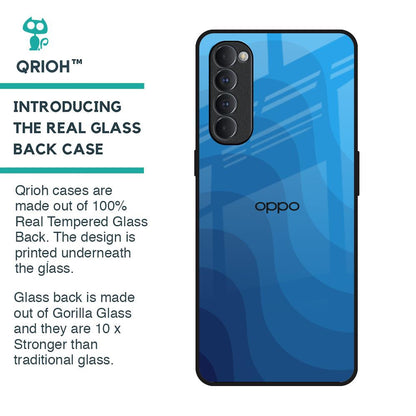 Blue Wave Abstract Glass Case for Oppo Reno4 Pro