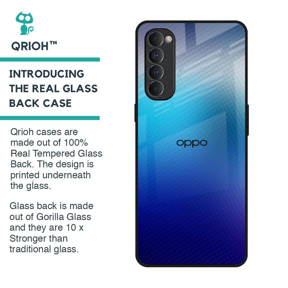 Blue Rhombus Pattern Glass Case for Oppo Reno4 Pro