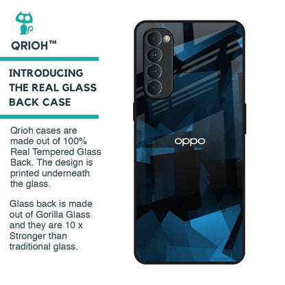 Polygonal Blue Box Glass Case For Oppo Reno4 Pro