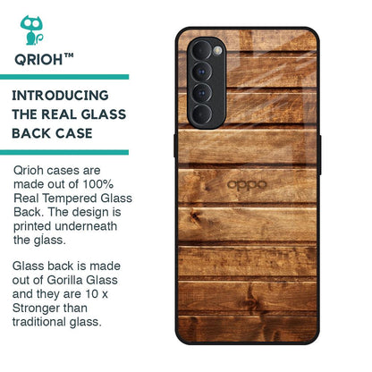 Wooden Planks Glass Case for Oppo Reno4 Pro