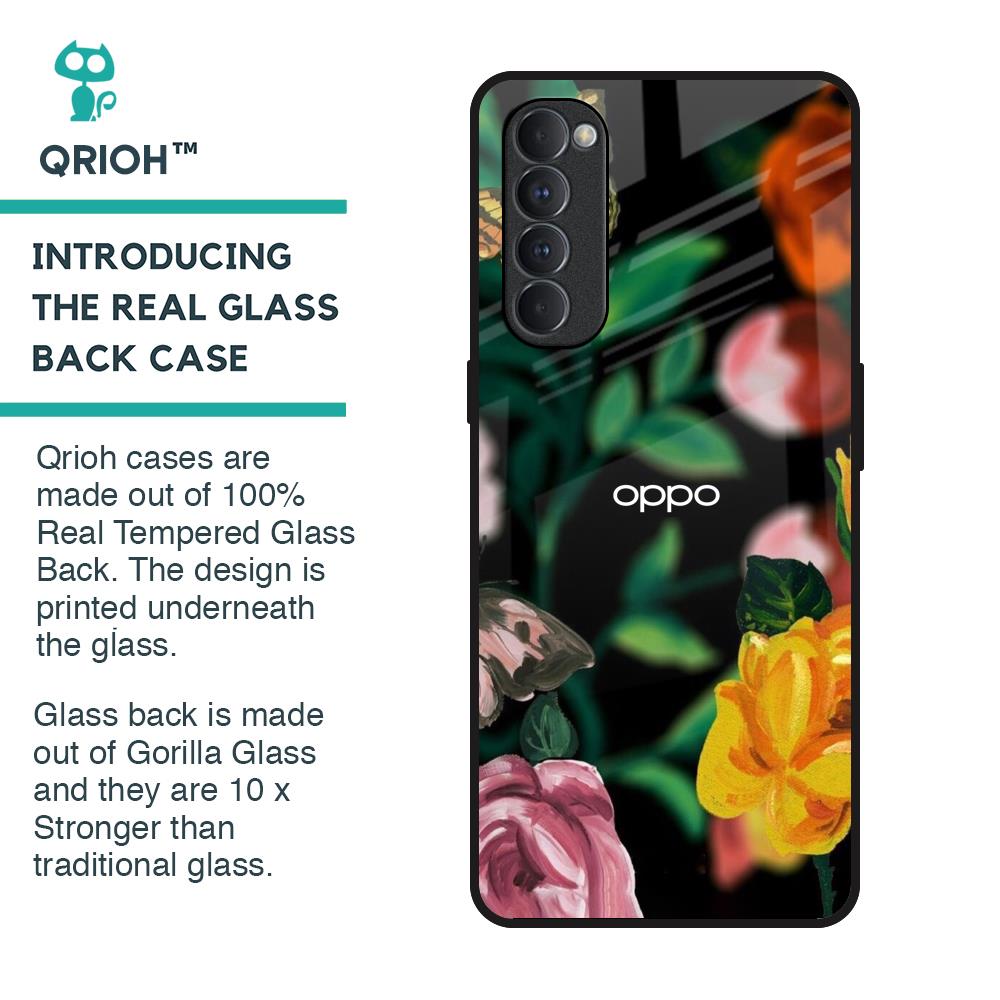 Flowers & Butterfly Glass Case for Oppo Reno4 Pro
