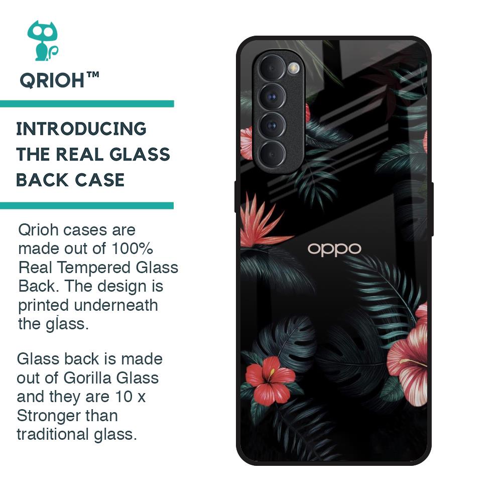 Tropical Art Flower Glass Case for Oppo Reno4 Pro