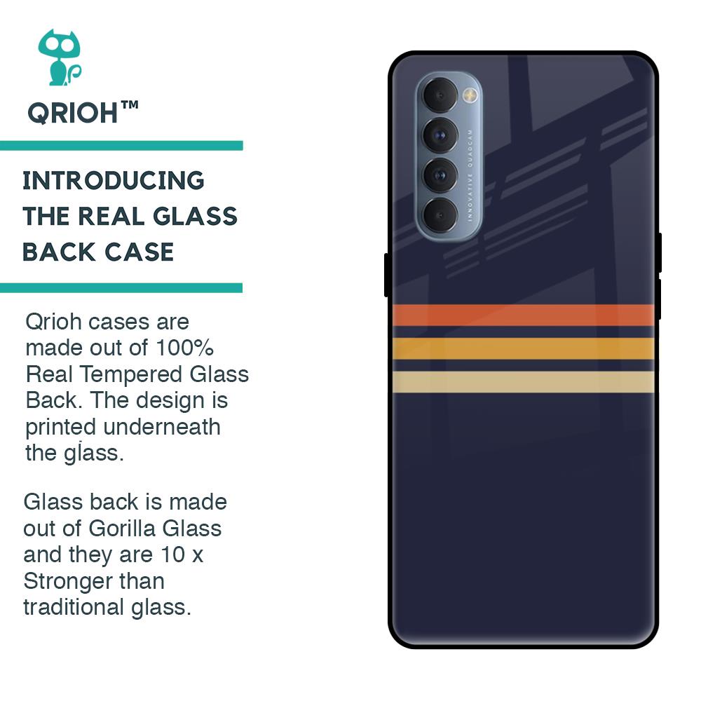 Tricolor Stripes Glass Case For Oppo Reno4 Pro