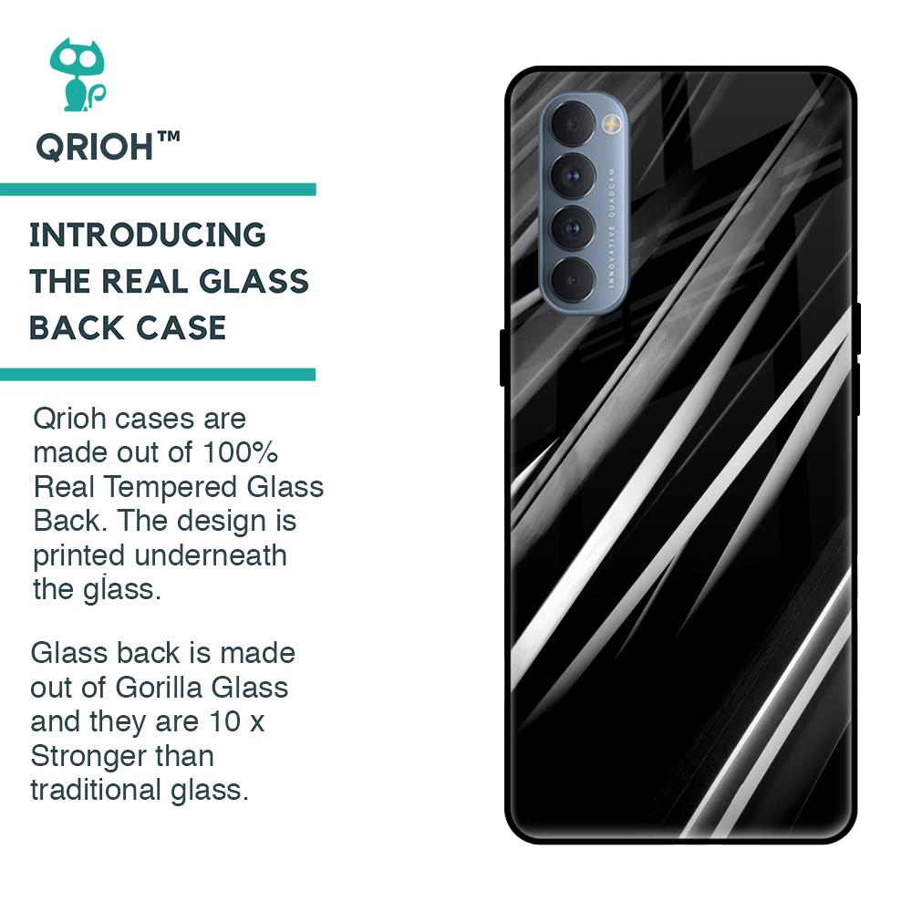 Black & Grey Gradient Glass Case For Oppo Reno4 Pro