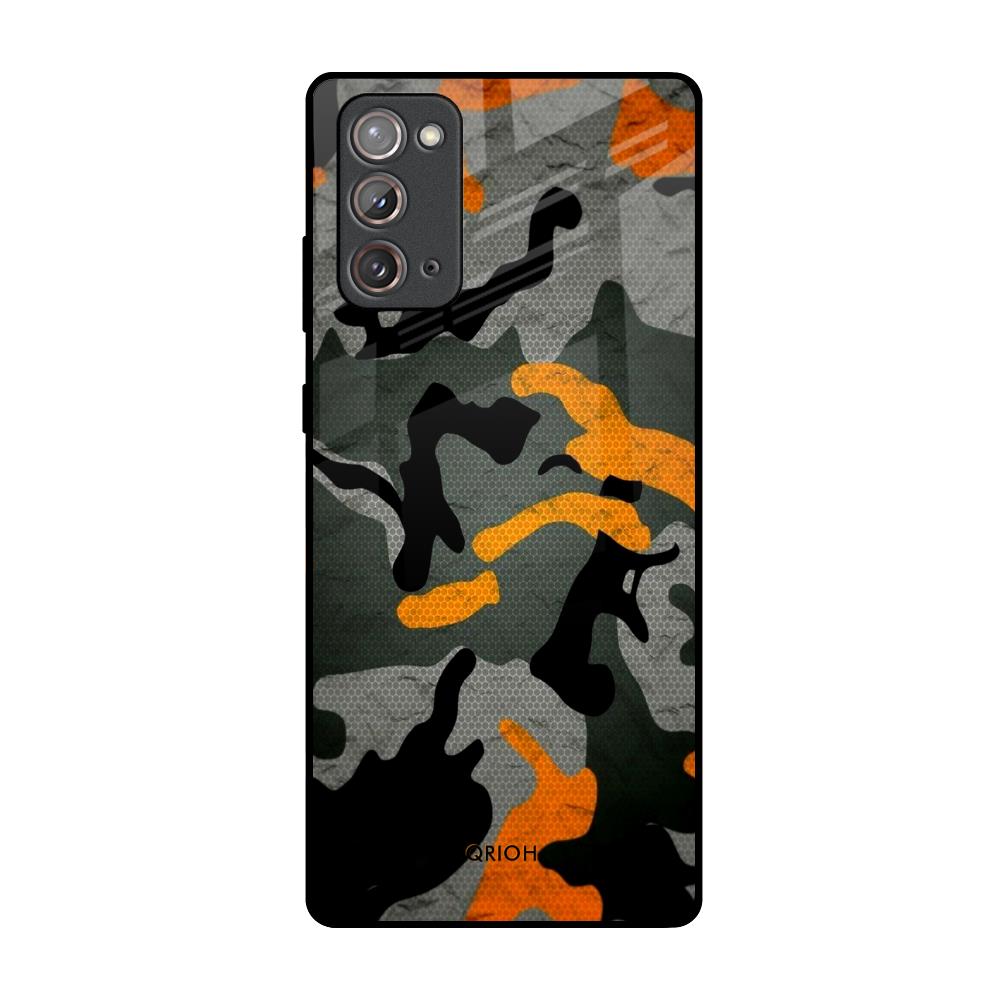 Camouflage Orange Samsung Galaxy Note 20 Glass Back Cover Online