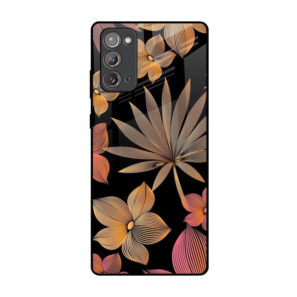 Lines Pattern Flowers Samsung Galaxy Note 20 Glass Back Cover Online