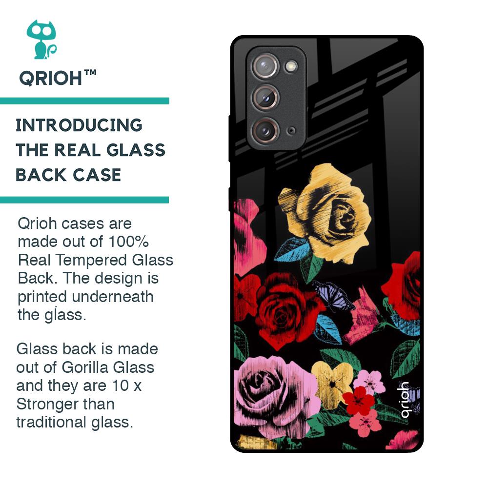 Floral Decorative Glass Case For Samsung Galaxy Note 20