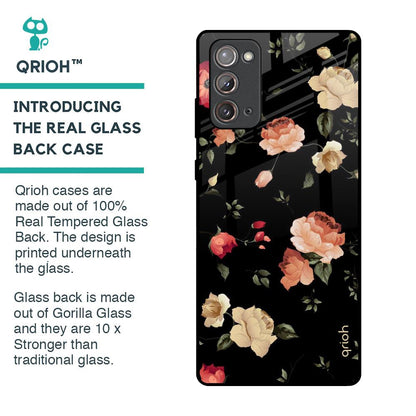 Black Spring Floral Glass Case for Samsung Galaxy Note 20