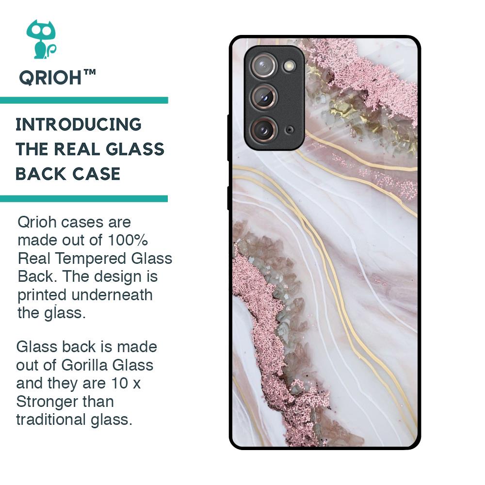 Pink & Gold Gllitter Marble Glass Case for Samsung Galaxy Note 20