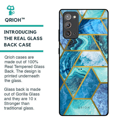 Turquoise Geometrical Marble Glass Case for Samsung Galaxy Note 20