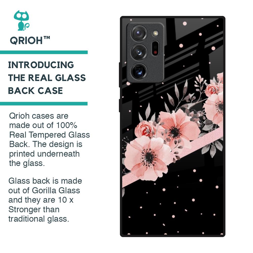 Floral Black Band Glass Case For Samsung Galaxy Note 20 Ultra