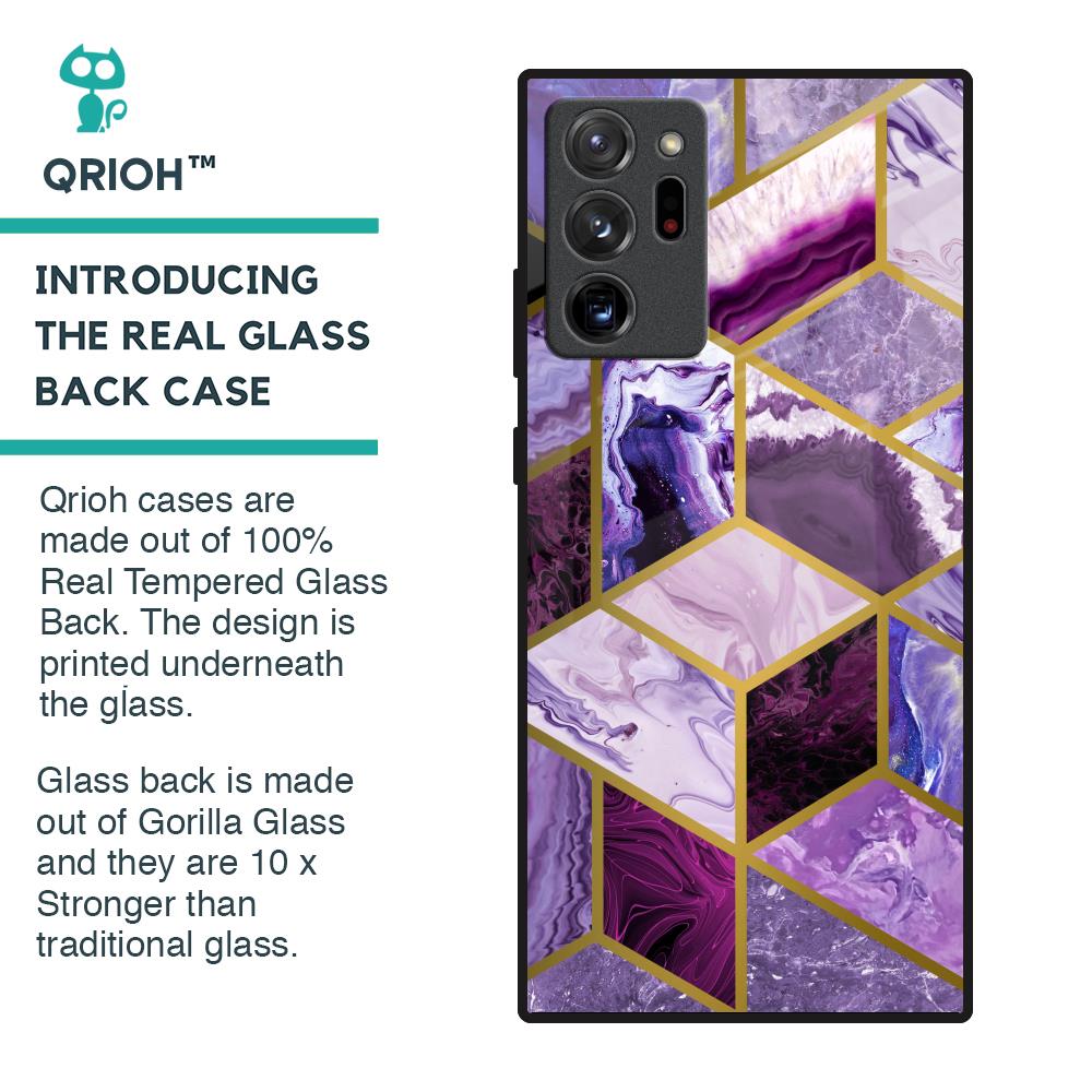 Purple Rhombus Marble Glass Case for Samsung Galaxy Note 20 Ultra