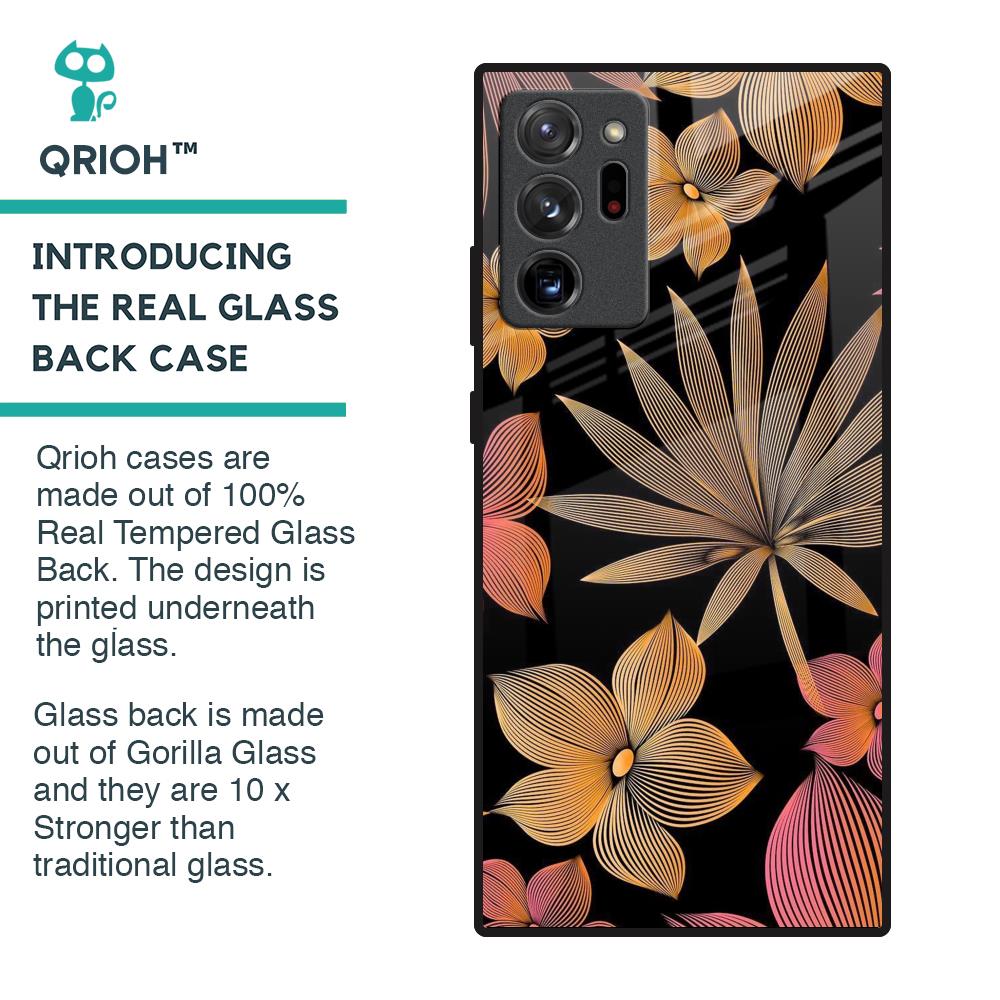 Lines Pattern Flowers Glass Case for Samsung Galaxy Note 20 Ultra