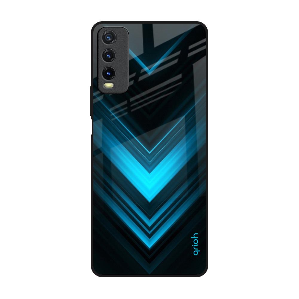 Vertical Blue Arrow Vivo Y20 Glass Back Cover Online